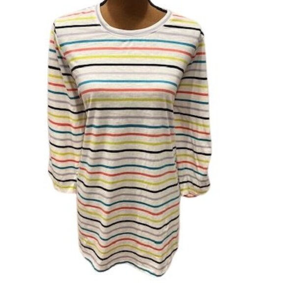 Lane Bryant Multi-Color Striped ¾ Ruched Sleeve T-Shirt – Like New! – Size 22/24 - Picture 1 of 7